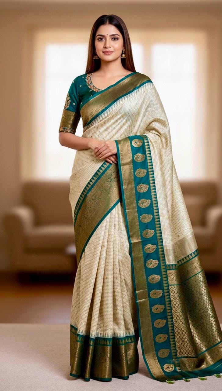 Gadwal Handloom pure silk sarees in rare colors and ready to wear blouse with embroidered blouse fits up to 32 -46 saree is ready fall pico