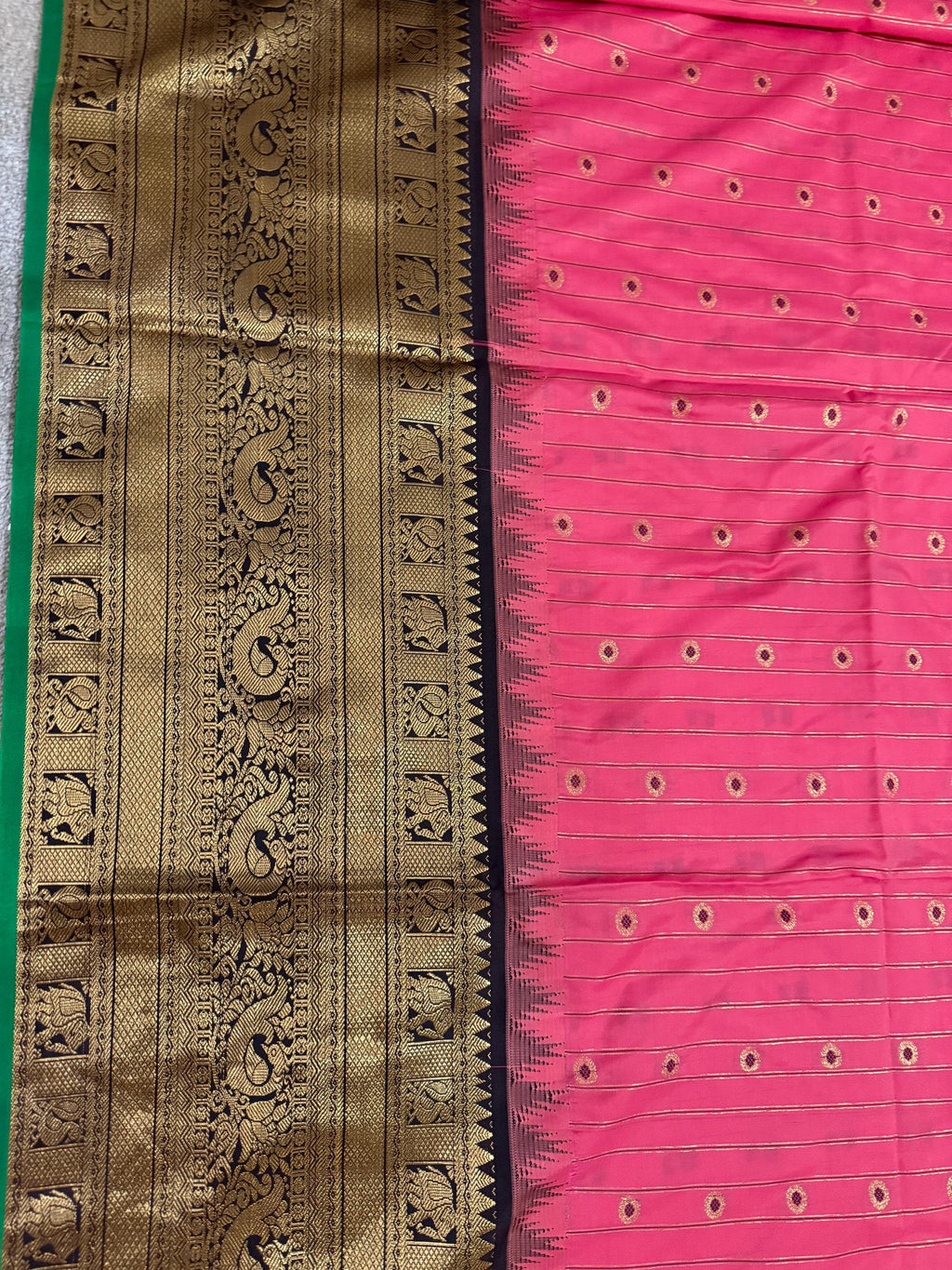 Gadwal Handloom pure silk sarees in rare colors and ready to wear blouse with embroidered blouse fits up to 32 -46 saree is ready fall pico
