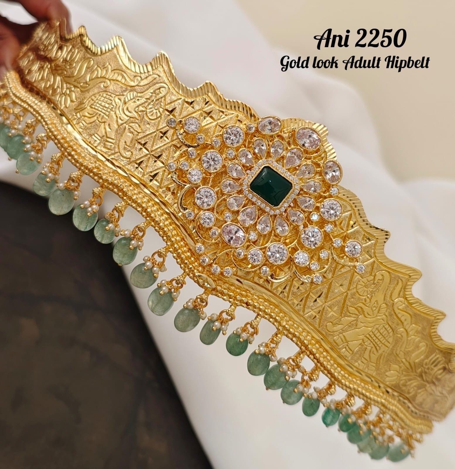Party and wedding wear beautiful gold  finish gold coated Waist chain gold bridal set with precious workmanship handmade
