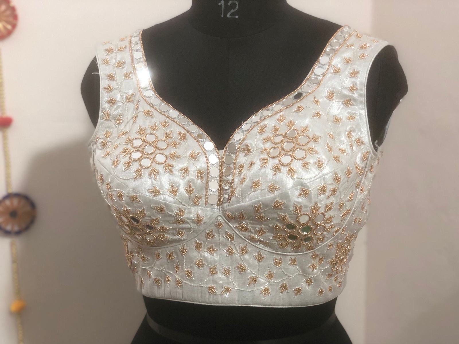 Stone studded Gold Work kardana n zardosi net hands  work Blouse ready to wear