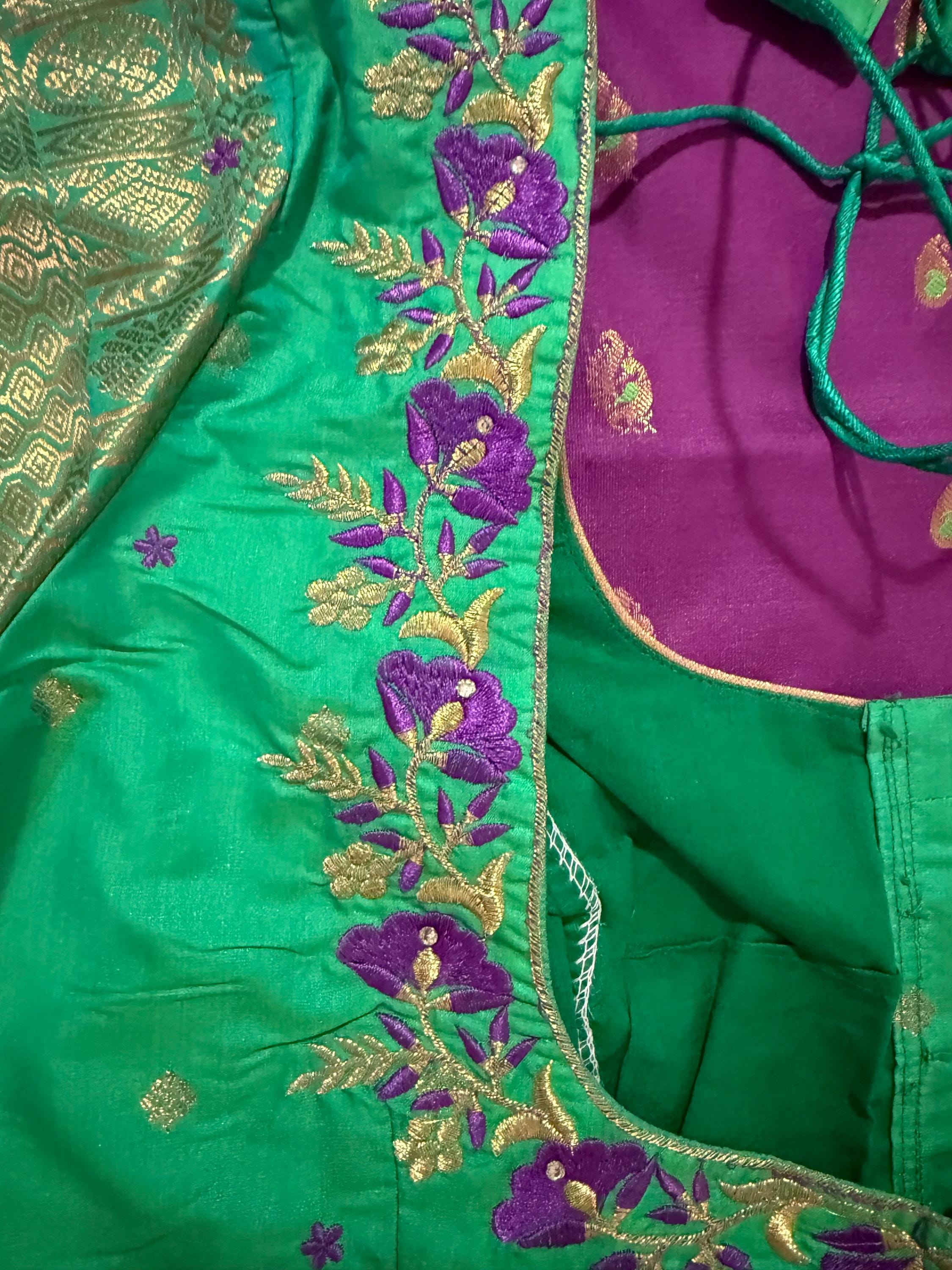 Gadwal Handloom pure silk sarees in rare colors and ready to wear blouse with embroidered blouse fits up to 32 -46 saree is ready fall pico