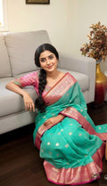 Beautiful Tissue Zari Kota saree with Kanchi  Zari boardes and beautifully done blouse paired up with pretty blouse fits up to 32 to 46