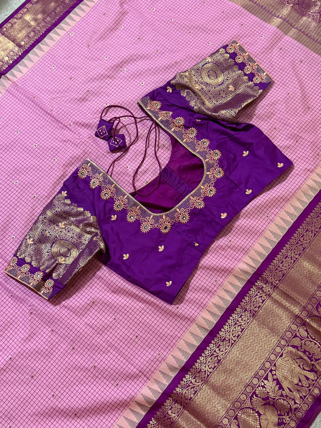 Gadwal Handloom pure silk sarees in rare colors and ready to wear blouse with embroidered blouse fits up to 32 -46 saree is ready fall pico