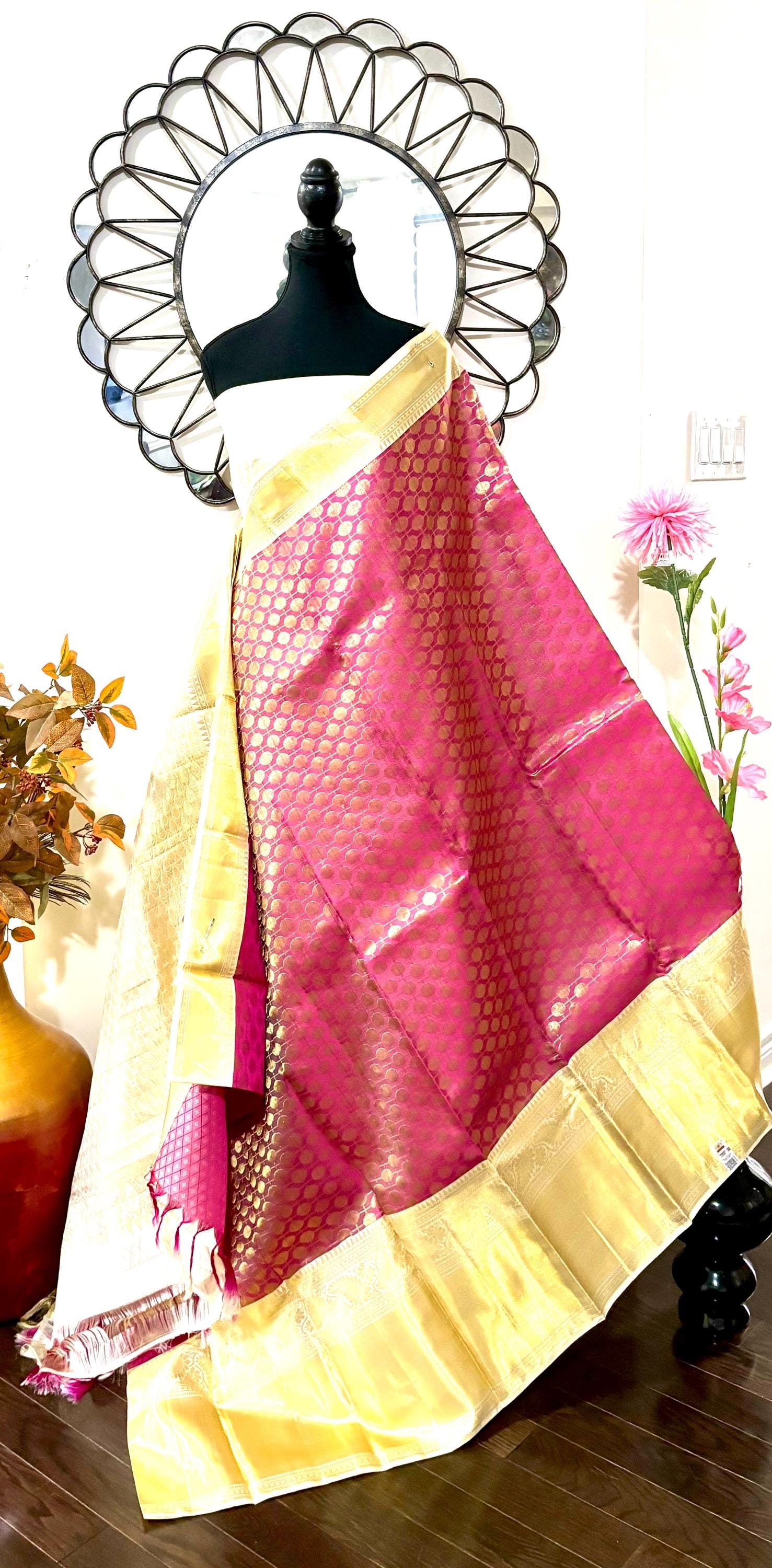 Beautiful pestal pestal shade Bridal  2 gram gold pure handloom  Silk Kanjeevarm/Kanchipattu Saree ready to dispatch silk mark certified