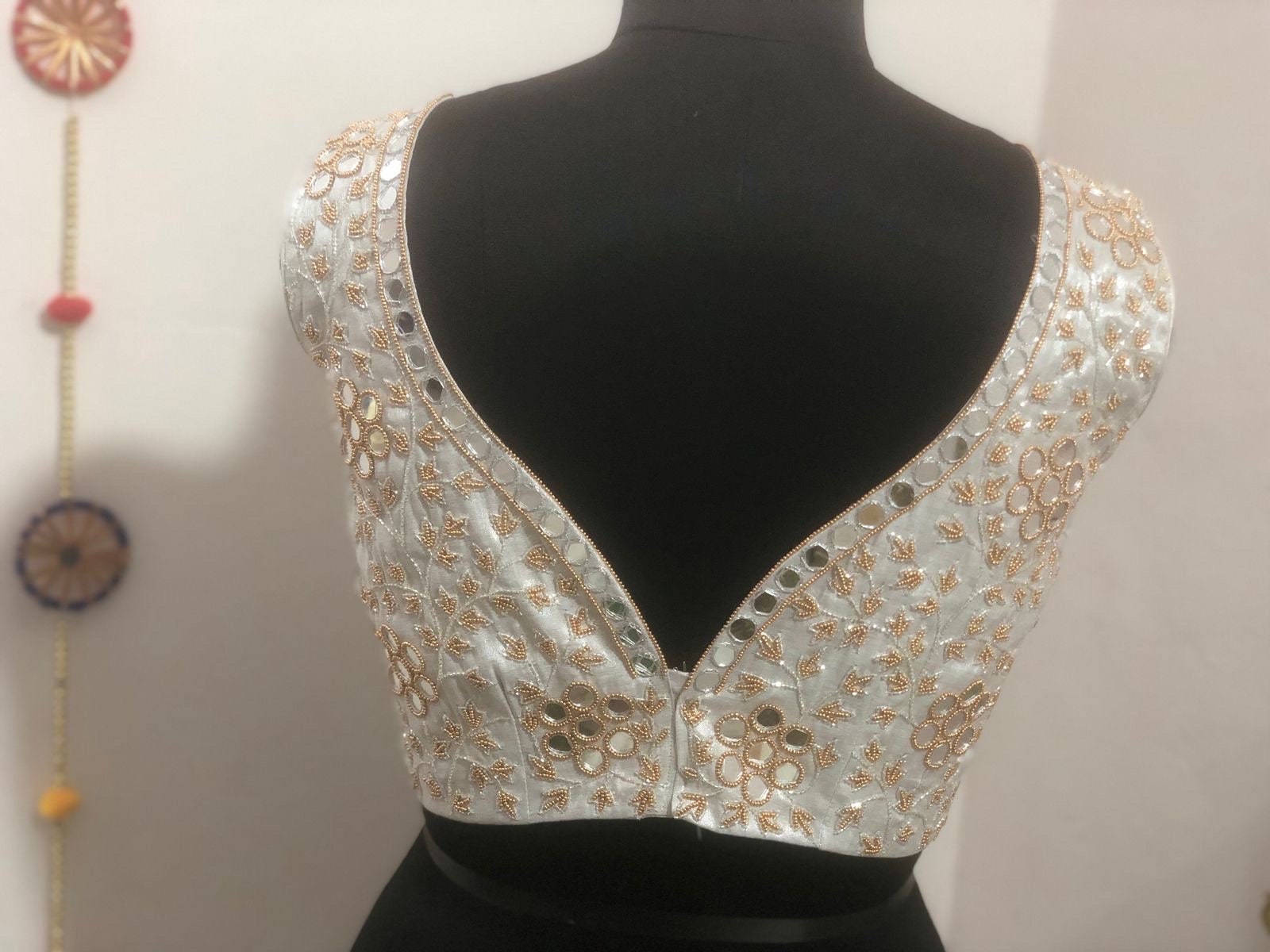 Stone studded Gold Work kardana n zardosi net hands  work Blouse ready to wear