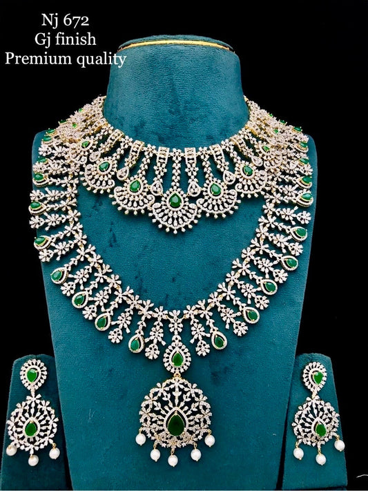 Diamond finish one gram gold neck lace and Haram set