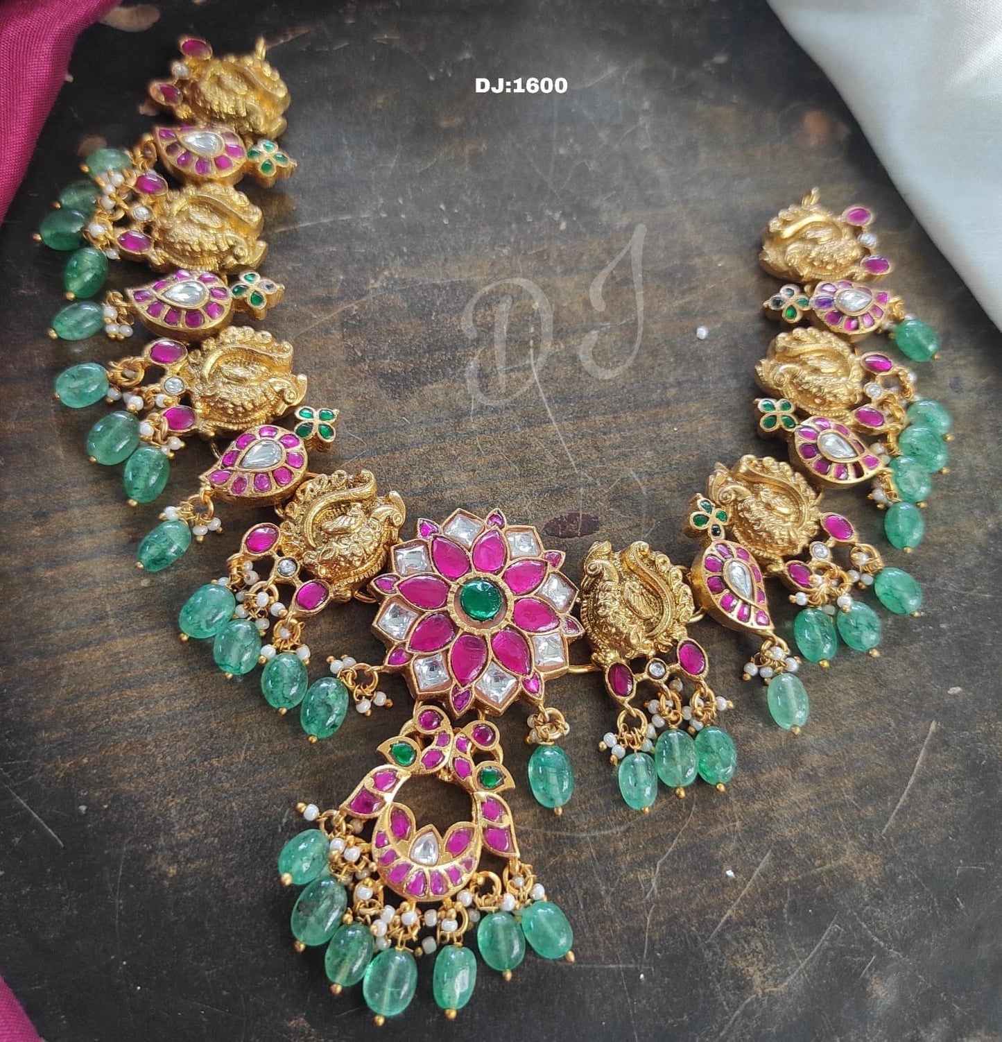 Stone studded Diamond finish one gram gold beautifully done Kundan Necklace