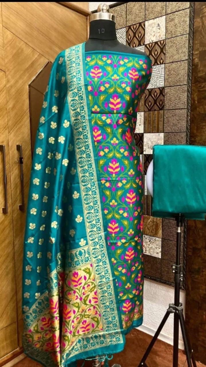 Banarasi silk suites 3 in one pack ready made choose any 3 we customize for your size(ask seller for availability)