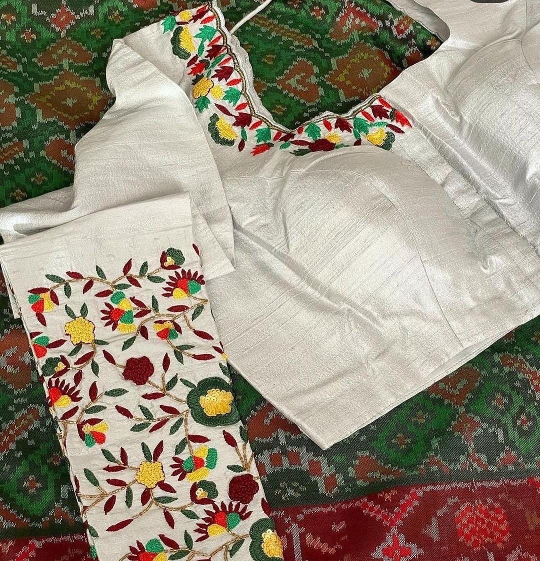 Hand made Maggam work ready to weare blous fits up to 32 to 46