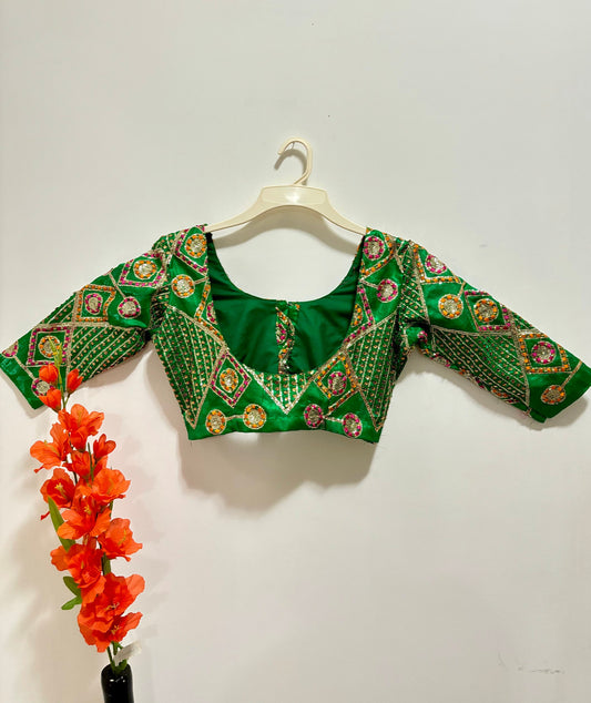 Ready to wear work blouse fits to 32 to 40 Beautiful work blouse in green