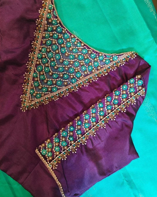 Buy 2 get 1 free Handmade Maggam work/ Aari work blouses Work kardana n zardosi  work Blouse ready to wear fit to 32 to 46