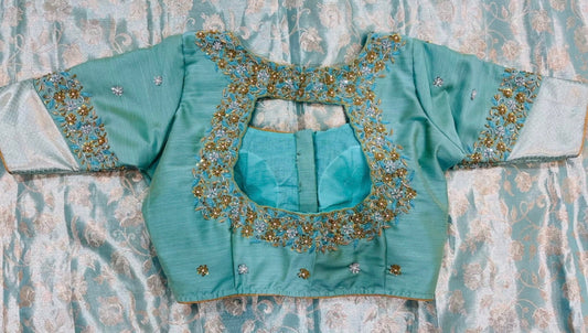 Gold Work kardana n zardosi net hands  work Blouse ready to wear 32-46 / Any color possible