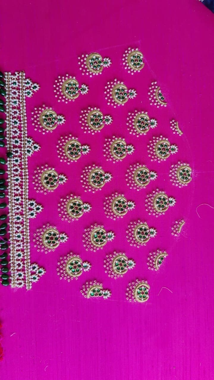 Handmade Ready to wear maggam  Gold Work kardana n zardosi net hands  work Blouse ready to wear fits to 32 to 46 any color possible