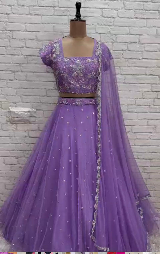 Bridal heavy embroidery work/ net lihanga dyeble fabric lihanga can be customize in colour and in any size