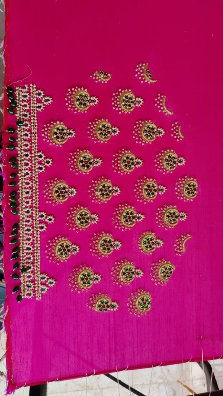 Handmade Ready to wear maggam  Gold Work kardana n zardosi net hands  work Blouse ready to wear fits to 32 to 46 any color possible