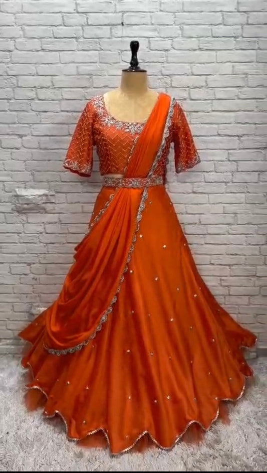 Bridal heavy embroidery work/ georgett lihanga dyeble fabric lihanga can be customize in colour and in any size