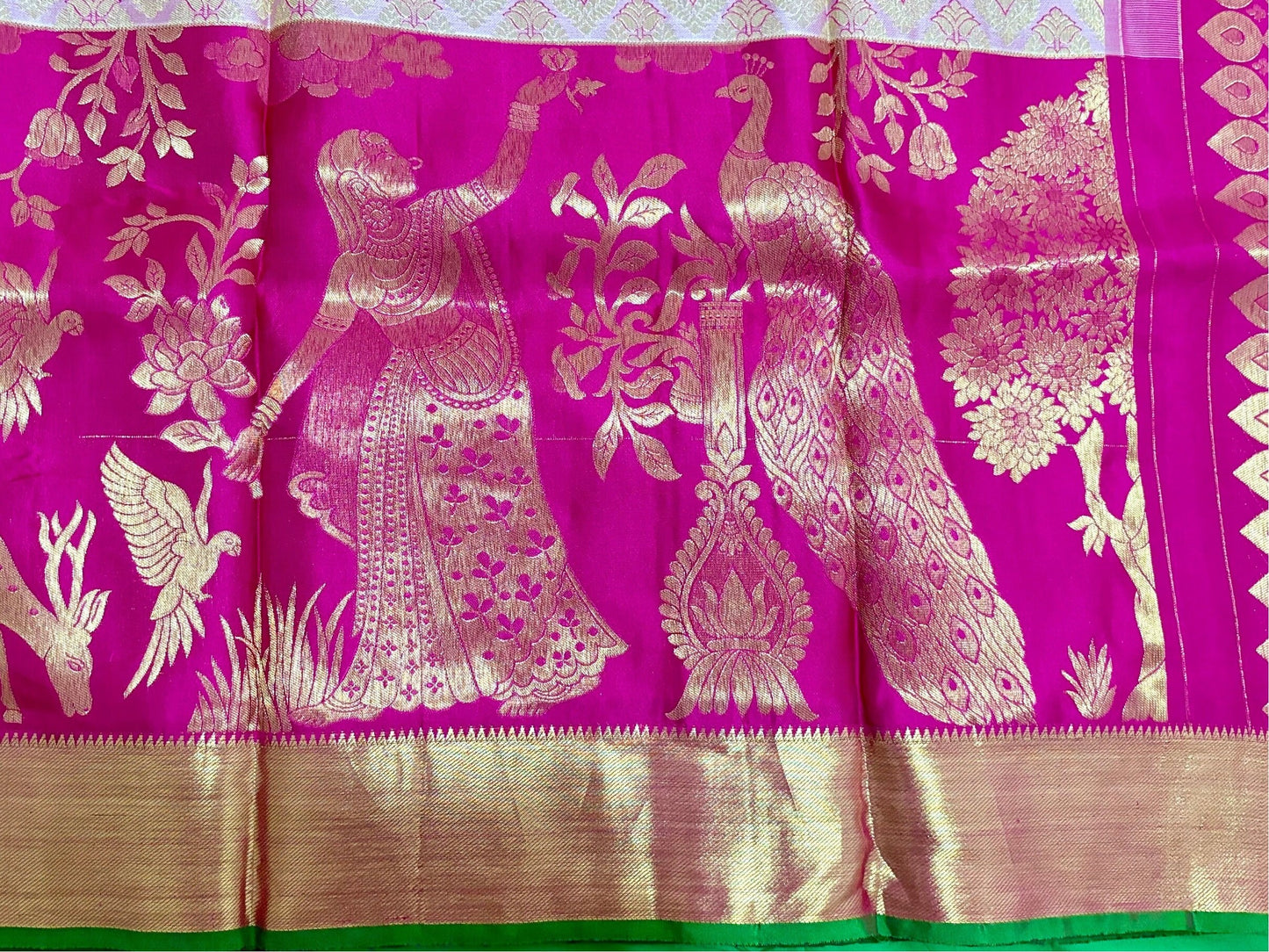 2 gram gold pure handloom  Silk Kanjeevarm/Kanchipattu Sarees; baby pink and hot pink ready to wear beautiful heavy maggam blouse 32-40 fit