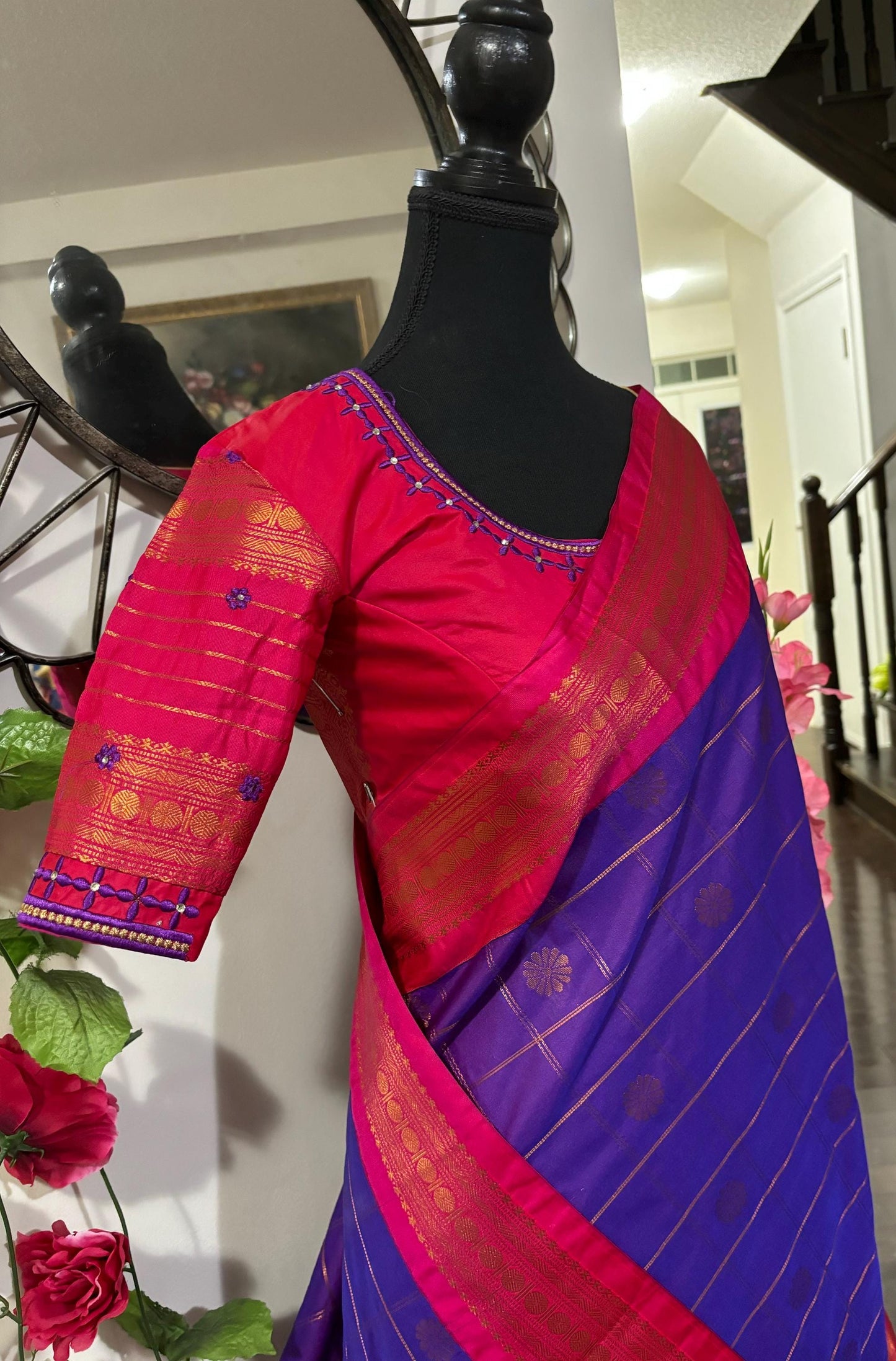 Gadwal fancy handloom pure silk sarees ready to wear with embroidered blouse fits up to 32 -46 saree is ready fall pico beautiful colors