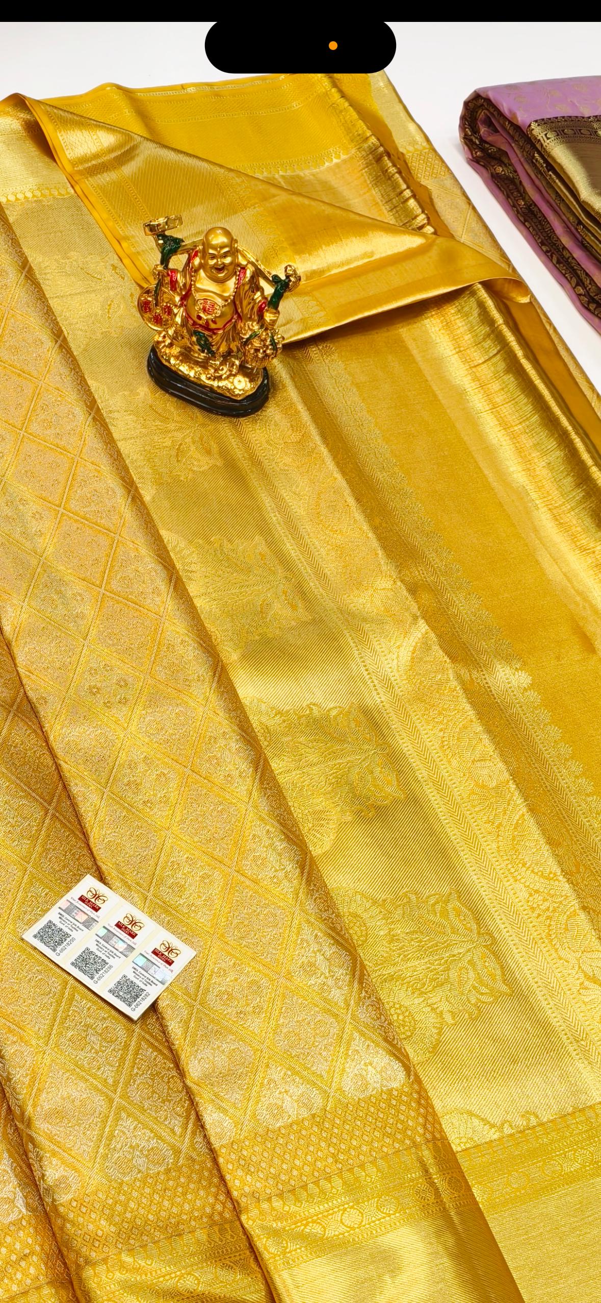 Pure Silk Kanjeevarm/Kanchipattu Sarees; silk mark saree 2 gram gold zari ask seller for availability before placing the order