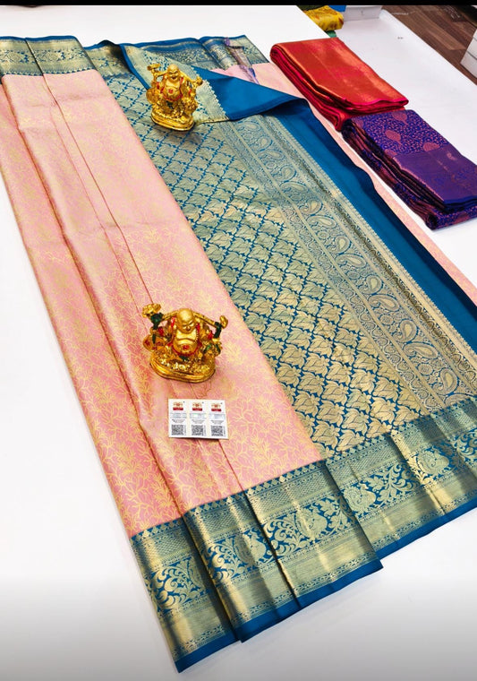 2 gram gold pure handloom  Silk Kanjeevarm/kanchi pattu silk mark certified Sarees;  ask seller for availability before booking shades avail