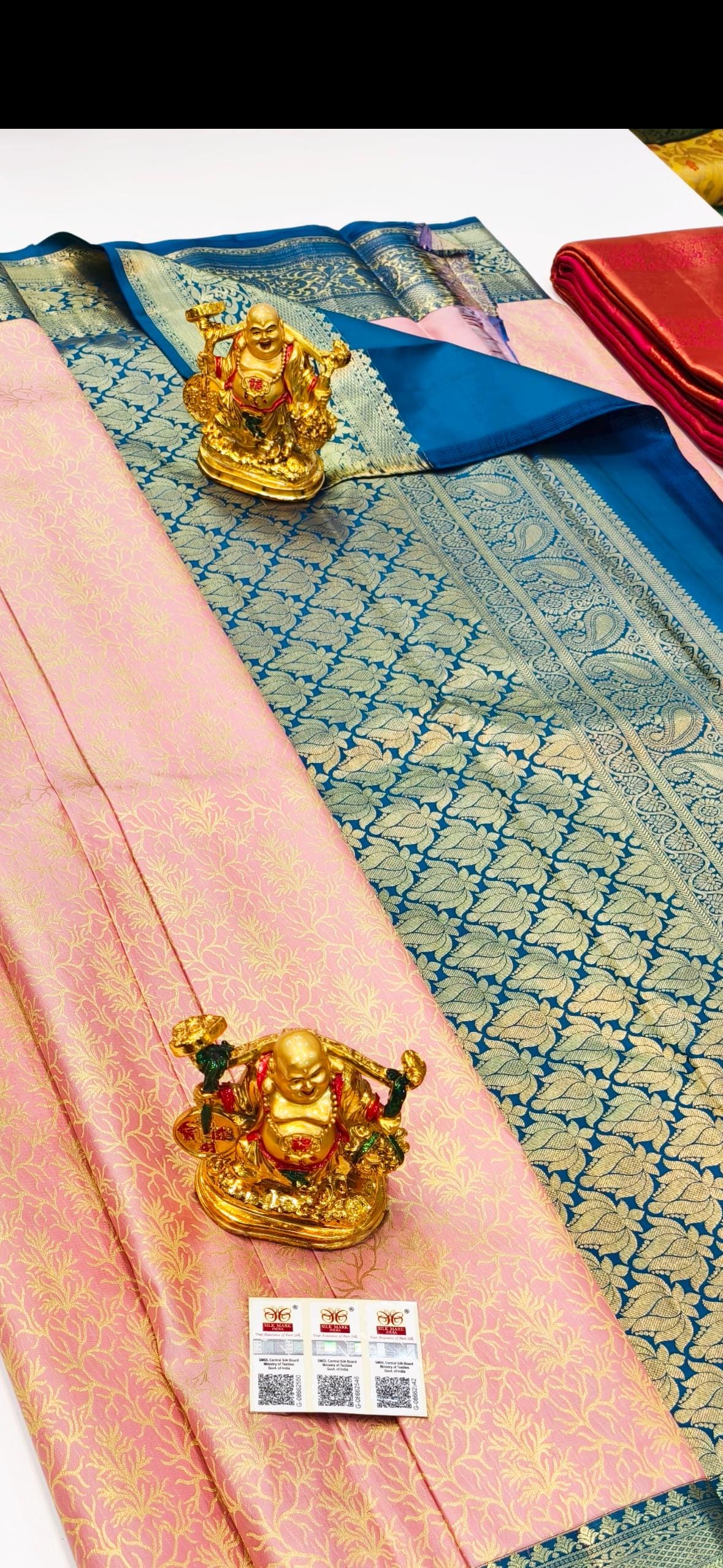 2 gram gold pure handloom  Silk Kanjeevarm/kanchi pattu silk mark certified Sarees;  ask seller for availability before booking shades avail