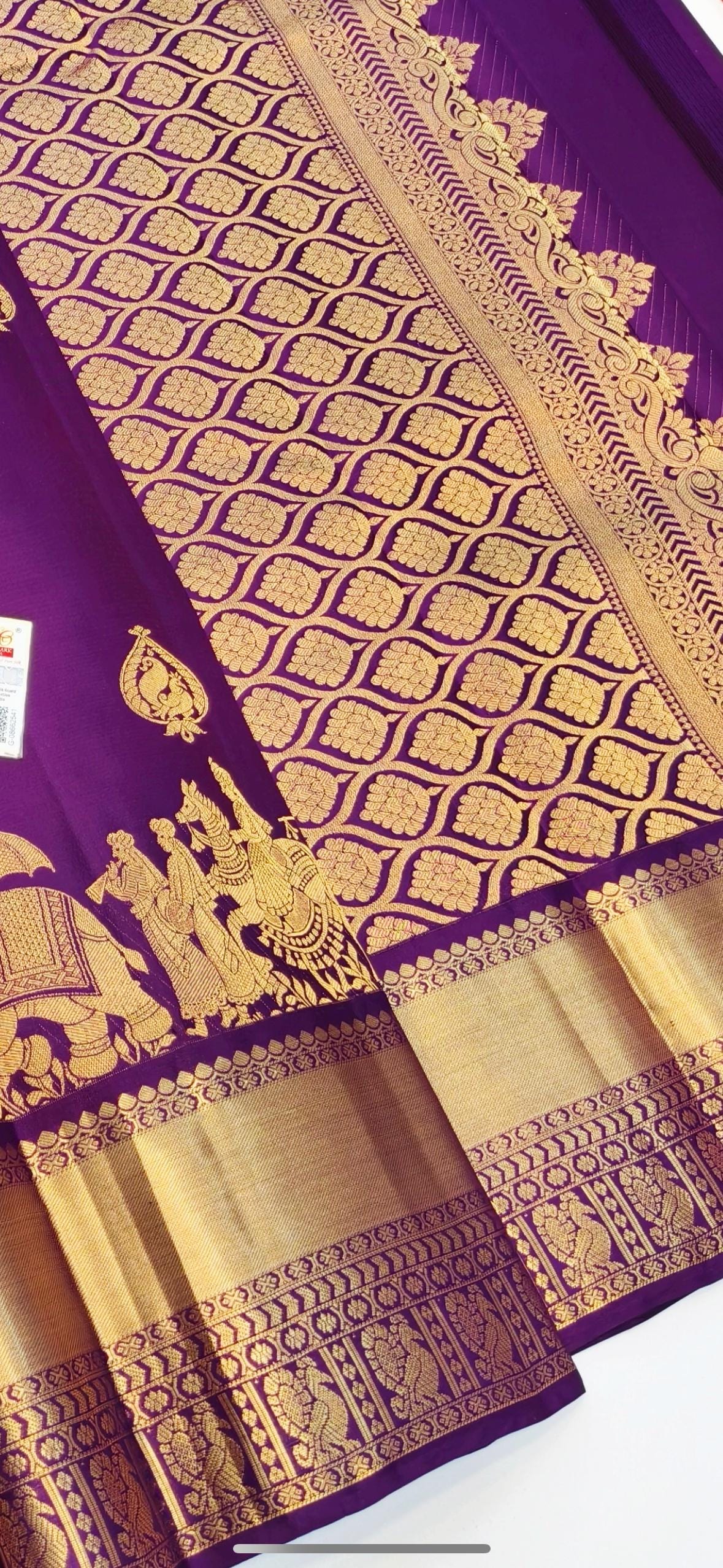 2 gram gold pure handloom  Silk Kanjeevarm/Kanchipattu Sarees silk mark certified  Ask seller before booking for availability